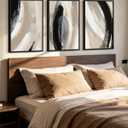 KUVIOKE Modern Abstract Framed Wall Art Black Neutral Minimalist Ink and Wash Graffiti Pastel Wall Decor for Bedroom Living Room 16x24in (Black Framed), 16 x 24in x 3 Panels Black
