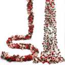 Miracliy 8Pcs 66FT Red Flower Garland, Orange Artificial Rose Floral Vines Fake Hanging Spring Flower Garland for Wall Backdrop Wedding Arch Tea Party Door Mantle Decoration