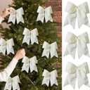 15 Pcs Velvet Bows for Christmas Tree - 6 Inch Vintage Velvet Ribbon Christmas Bows for Gift Wrapping Xmas Tree Topper Bow Ornaments for Garland Wreath Bows Decor (Cream)
