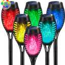 IkeeRuic Christmas Decorations Outdoor, Multicolor Solar Christmas Lights Outdoor with Flickering Flame, Solar Torch Light for Xmas Decor, Solar Powered Outside Lighting Waterproof for Yard Pathway