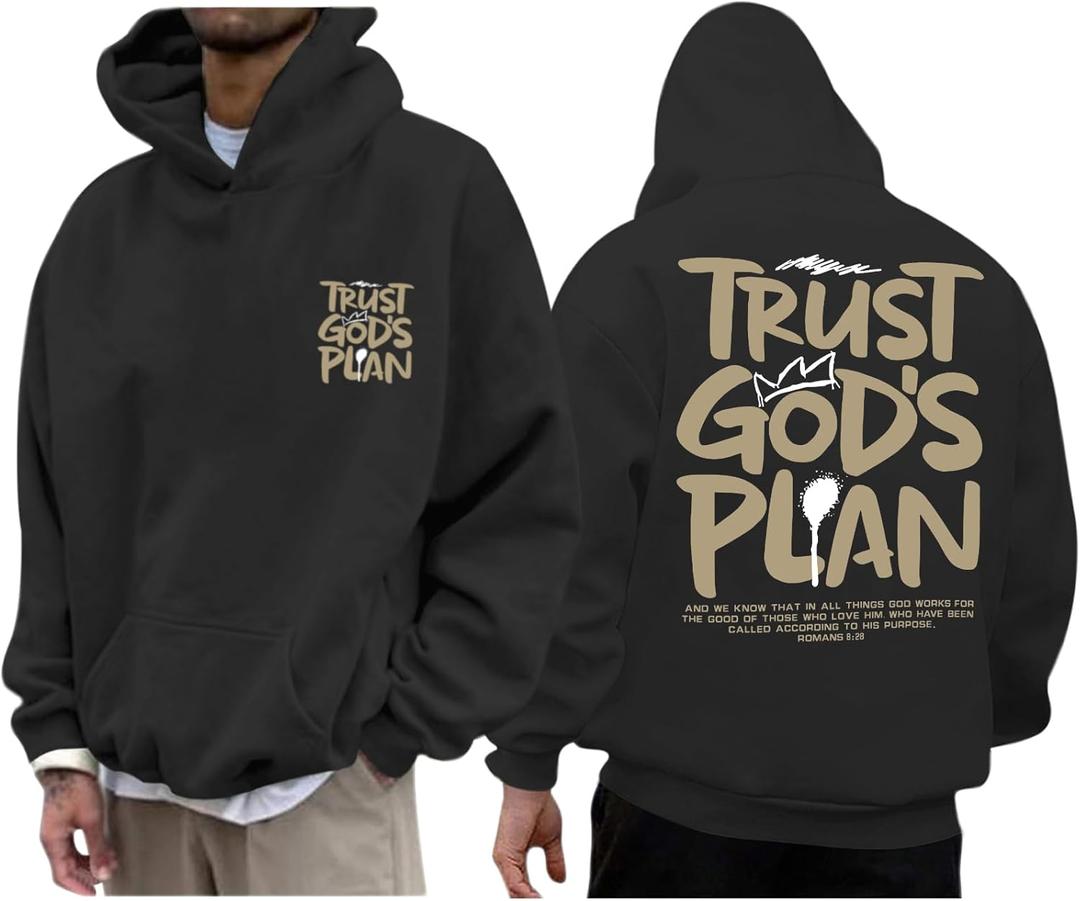 Christian Hoodies for Men Jesus Hoodie Religious God Sweatshirts Faith Bible Verse Sweatshirt Inspirational Pullover (XX-Large, Black)