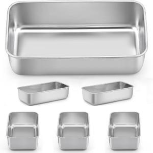 LIANYU 6 Pack Bread Loaf Pans for Baking 9x5 Inch, Stainless Steel Meat Bread Baking Pans, Loaf Tin for Homemade Banana Sandwich Sourdough (Silver)