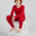 LAPASA Boys Thermal Underwear Set Fleece Lined Long John Base Layer Top & Bottom Ski Winter Extreme Cold B03 (7-8 Years, Red)