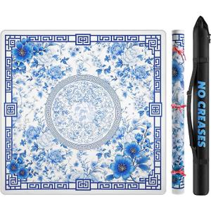 Mahjong Mat for Table 33" Rolled Packaging for American Mahjong Set
Waterproof Non-Slip Noise-Reducing Mah Jongg Mat,American Neoprene Mahjong Mat with Carrying Bag for Board Games(Blue)