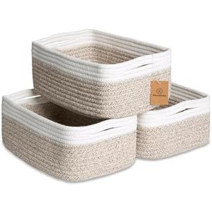 NaturalCozy 11.8"x8"x4.5” Storage Baskets for Shelves 2 Pack | Cotton Rope Woven Small Baskets for Organizing | Small Storage Bins for Nursery, Bathroom, Closet, Cube Shelf, Decorative, Gift Basket