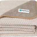 PetAmi Waterproof Dog Blanket, Leakproof XL Pet Blanket for Large Dogs, Furniture Sofa Couch Cover Protector, Fleece Cat Throw Bed Crate Kennel, Reversible Washable Soft Plush, Twin 60x80 Taupe Beige