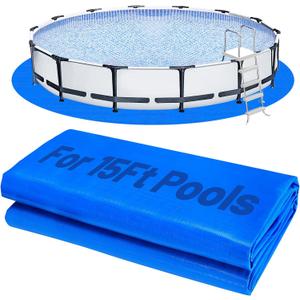 Aulock Heavy-Duty 15FT Pool Liner Pad for Round Above Ground Pools - Swimming Pool Mat Tarp to Prevent Punctures and Weed Barrier (Blue)