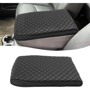 KBH Center Console Armrest Cover for Chevy Silverado & GMC Sierra 1999-2007, Avalanche & Suburban & Tahoe 2002-2006, Jump Seat, Vinyl Leather, Anti-Scratch, Black