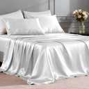 FreshCulture Satin Sheets Twin XL Bed Set - 3 Piece Luxury Soft Silky Bed Sheets, Similar to Silk Sheet Set with 1 Deep Pocket Fitted Sheet, 1 Flat Sheet & 1 Pillowcase (Silver Grey)