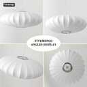Large 23.6 inch Lantern Pendant Light, White Imitation Silk Lampshade, Bubble Pendant Light, Hanging Lamp Simple Chandelier for Living Dinning Room Kitchen Island Bedroom Restaurant Cafe