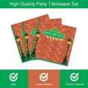 96 Pieces Red Brick Wall Street Party Supplies Tableware Set for 24 Guests Cartoon Sesame Party Paper Plates Napkins Decorations Birthday Party Decorations for Kids Boys Girls