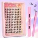 Gmagictobo Lash Clusters Manga Lash Clusters Kit Anime Eyelash Clusters Wet-Look Clear Band Fairy Lashes Pack C Curl Spiky Individual Lashes Clusters Lash Glue Lash Tweezers