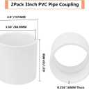 2Pack 3" PVC Pipe Coupling Adapter Pipe Fittings (Sx S) Contractor Pack Schedule 40 Heavy Duty 3 Inch PVC Slip Socket Connectors for DIY Shelf Garden Support Structure, White