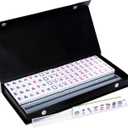 drizzle Pink Travel Mini Mahjong Set 20mm with Instructions - Portable 146 Tiles - for Beginners with 4PCS Racks 2 Pounds - Chinese Mah-Jong Game  (Green)