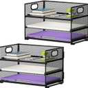 Marbrasse 3 Tier Paper Organizer Letter Tray, Mesh File Organizer with Handle, Paper Sorter Desk Organizer for Home Office Supplies - 2p