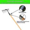 2Pcs Iron Rake for Weeding, Garden Metal Rake Heavy Duty with 7 Tines, Garden Weeding Rake Tools, Sharp Gardening Weed Rake Tool, Hand Rake Weeder Tool Weed Puller for Backyard Farm Planting Weeding