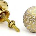 Handmade Brass White Brass Cabinet Knobs, Vintage Decorative Drawer Pulls for Trendy Cabinets, Modern Dressers & Cupboards, Brass Knobs for Kitchen & Furniture - Set of 6