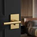 Amerdeco 10 Pack Champagne Bronze Privacy Interior Door Handles | Thumb-Turn Privacy Lock,Fits 1-3/8"-1-3/4" Doors,Adj. 2-3/8"-2-3/4" Latch,Heavy-duty Zinc,Easy DIY Setup