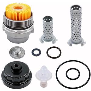 Oil Filter Housing Cap Assembly Kit 15620-31060 for Toyota Rav4 Tundra 4Runner Camry Highlander Tacoma Lexus RX350 Aluminum Oil Filter with Wrench Drain Plug, 15620-0S010 15620-36020 15643-31050