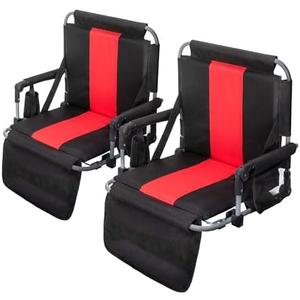 Alpha Camp Stadium Seat for Bleachers Portable Outdoor Floor Folding Stadium Chair with Armrest, Back Support, Cup Holder, Mesh Bag and Hide Hooks
