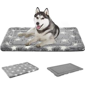 EMPSIGN Dog Crate Pad - Reversible Kennel Mat (Cool & Warm), Machine Washable, Cozy Star Pattern Sleeping Pad for Small Medium Large Dogs, All-Season Pet Bed, Suitable for 36"x24" Dog Crate, Grey (L (34.2"x22.4"x1.1"))