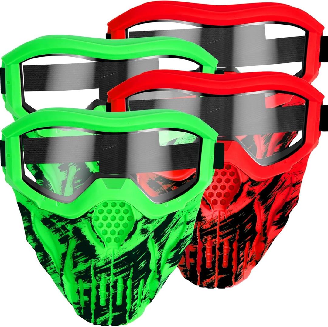4 Pack Upgraded Tactical Mask with Goggles Compatible with Nerf Rival, Apollo, Zeus, Khaos, Atlas, & Artemis Blasters Rival Mask