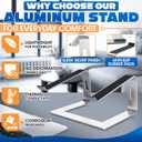 Portable Laptop Stand for Desk  Ergonomic, Sturdy Aluminium Laptop Riser for Desk with Anti-Slip Bottom, Compatible for 10-15.6 Notebook - Improved Cooling, Comfort, Productivity, and Posture