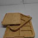 3-PCS Bamboo Cutting Board Set, Wood Cutting Board for Kitchen with Innovative Stand, Juice Groove & Handle, Double Sided for Chopping & Charcuterie Board, Kitchen Gift for Home Cooks, For Meat &Fruit (Natural)