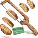 Adjustable Bread Slicer for Sourdough  Precision Homemade Bread Knife with Thickness Guide, Sharp Stainless Serrated Blade, Wooden Frame, Bread Cutter for Bagels, Baguettes, Gift for Bakers