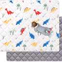 Odorless Premium Foam Baby Play Mat, Soft Microfiber Fabric Crawling Mat for Floor- Comfortable and Hypoallergenic, Non-Slip Cushioned Floor Playpen mat for Infants,Babies,Toddlers (79" X 71", B- Fun Dinosaur)