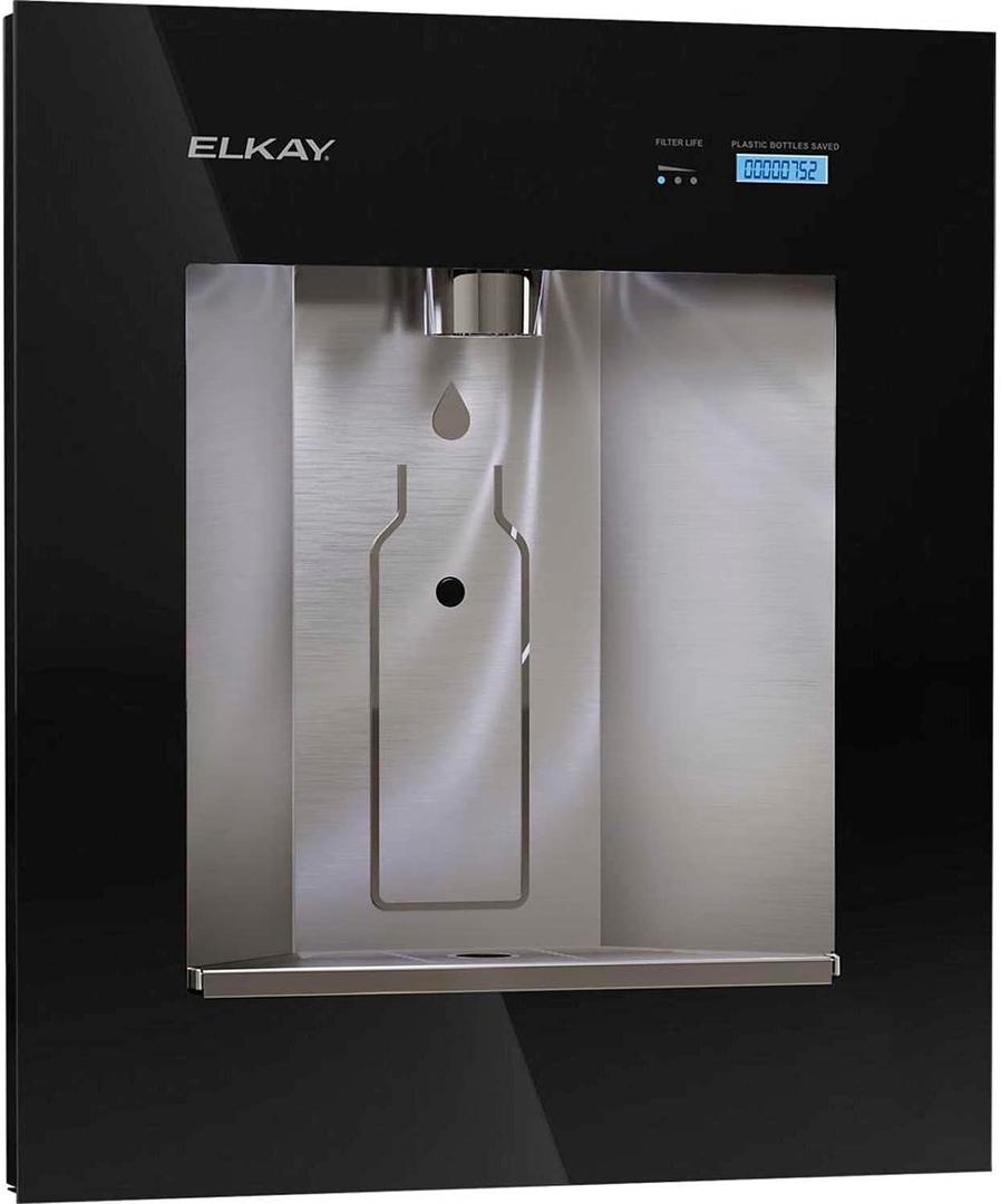 Elkay Liv Pro LBWDC00BKC Built-in Filtered Water Dispenser Electric Powered, NSF/ANSI Certified, Sensor Activated, Reduces Lead & Microplastics, Midnight Black, Non-Refrigerated (1.76 liters,  18"D x 5.13"W x 28"H)