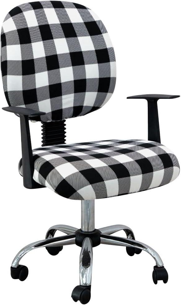 Black White Plaid Office Chair Slipcovers Christmas Stretch Office Chair Slipcovers Protector Spandex Washable Chair Cover Decorative Fabric Cover