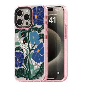 Rosarnnah Compatible for iPhone 15 Pro Max Case Cute - Durable Shockproof 6.6 ft Drop Impact Phone Case - Funny Passiflora Caerulea Design for iPhone 15 Pro Max 6.7" Glitter Pink