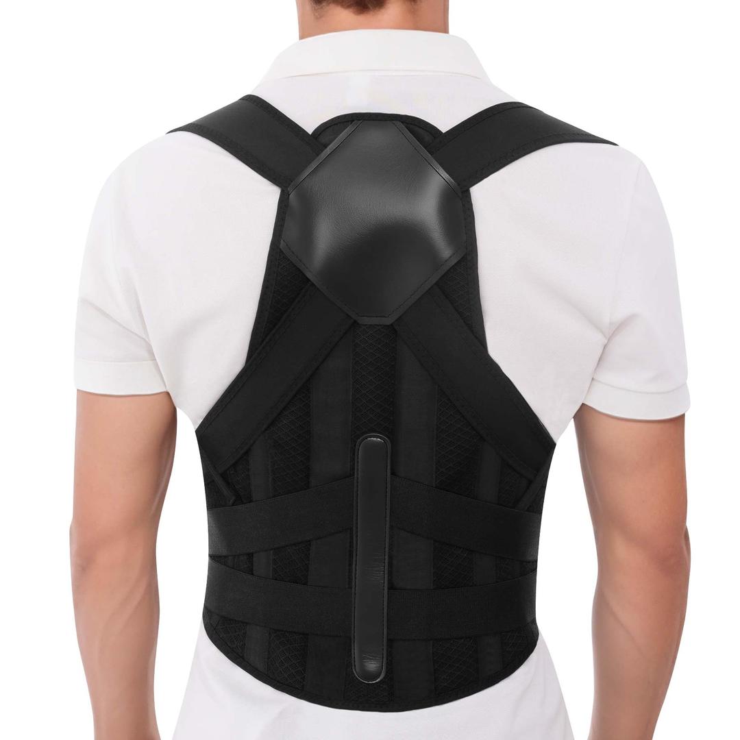 Posture Corrector for Women and Men,Back Brace Support,Adjustable Shoulder Straightener,Improving Hunchback Posture,Upper and Lower Back Pain Relief Scoliosis,Thoracic,Spine Corrector Black, Small (Black, S)