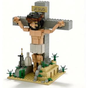 Jesus Building Blocks Set - 401 Pcs Crucifixion Nativity Set for Kids & Adults - Religious Easter Gifts, Bible Stories Sunday School Educational Toy, Inspiring Christian Home Decor Display