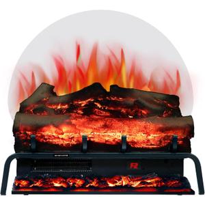 23" W Freestanding Electric Fireplace Inesert, Log Heater with 6 Flame ColorsAPP ControlTemperature Adjustment