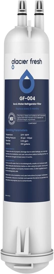 GLACIER FRESH EDR3RXD1 Refrigerator Water Filter, Compatible with 4396841, KAD3RXD1, WHR3RXD1, 4396841, 4396710, Filter 3, 46-9083,46-9030, 9030, 9083 Refrigerator Water Filter, 1 Pack