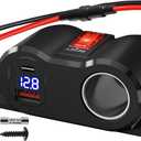 120W QC3.0 &PD3.0 Outlet Cigarette Lighter Socket Splitter with LED Voltmeter/Rocker, 12V Car Charger Power Adapter Replacement Plug Female for RV Marine Boat Motorcycle Truck ATV UTV Van (3*10A Fuse) (1P)