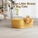 Extra Large Cat Litter Box for Big Cats - High Sides & Low Enter Design, 23.43x16.73x8.46 Inches Spacious Anti-Spill Pet ToiletYellow