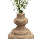 Rattan Woven Flower Vase,White Boho Vases for Decor,Modern Decor Country Style Woven Rustic Vase for Home Decoration