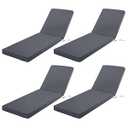 Comcaver Chaise Lounge Cushions Outdoor Set of 4, 72x21x3 Inch, Dark Grey