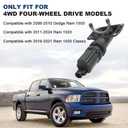 600-399 Front Differential Axle Actuator Compatible with 2011-2021 Ram 1500, 2006-2010 Dodge Ram 1500, 2019-2021 Ram 1500 Classic 4WD Hub Lock Actuator Kit # 52114387AF 68399418AA