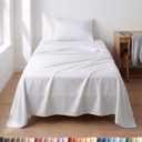 Lightweight 3 Piece Bed Sheet Set Twin Size - Cooling Sheets for Hot Sleepers - Soft Breathable Bedding Set w/ 8-16 Inch Deep Pockets - 1 Flat & 1 Fitted and 1 Pillowcase - Wrinkle Resistant - White
