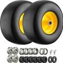 13x6.50-6 Lawn Mower Tires, 13x6.50-6 Tires Flat Free Zero Turn Mower Front Tires with 3/4", 5/8" and 1/2" Bearings, 5.5"- 7.5" Centered Hub, Compatible with Lawn Mower Garden Tractor - 2Pack