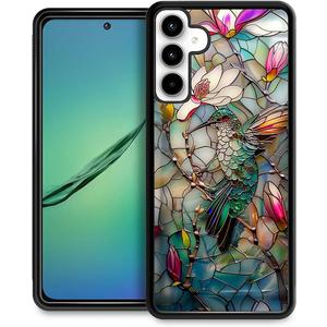 Compatible with Samsung Galaxy A35 5G Mobile Case Creative Acrylic Back Panel Silicone Protection Grip Specially Designed for Samsung Galaxy A35 5G 3D Stained Flower Looking Hummingbird