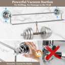 Suction Cup Double Towel Bar Adjustable 13"-25", Bath Sheet Rack Stainless Steel for Glass Shower, Powerful Vacuum Towel Holder for Bathroom, Kitchen, RV, and Renters