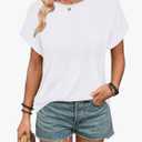 2 Pack Womens Summer Tops Slightly Oversized Short Sleeve Bussiness Casual T Shirts Trendy Clothes Loose Outfit 2025 (XL)