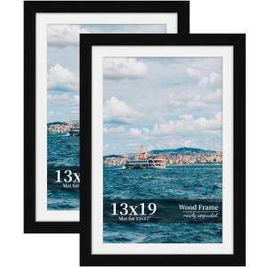 13x19 Picture Frame Set of 2, Wood Frame with Real Glass, Wide Border, 13X19 in