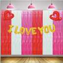 Valentine's Day Party Banner Balloons Gift Box Party Photography Background Decorations Red Pink White Backdrop I Love You Photo Wedding Backdrop Props