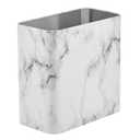 mDesign Metal Wastepaper Bin  Compact Rectangular Bathroom Bin  Rubbish Basket for Home and Office  Marble Coloured
